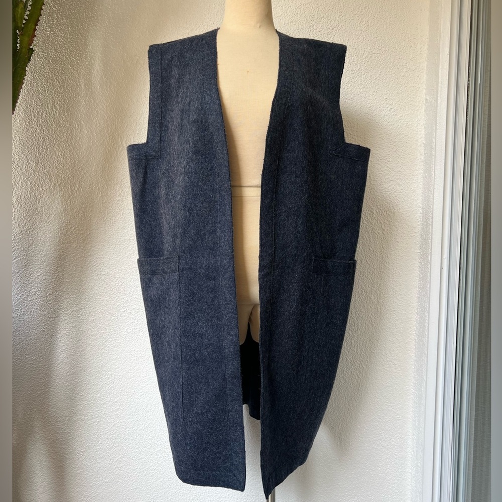 Custom-made wool vest, color, denim blue size one size fit all